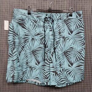 28 Palms Mens Swim Trunks Tropical Palm Print Board Shorts 36 Aqua Black